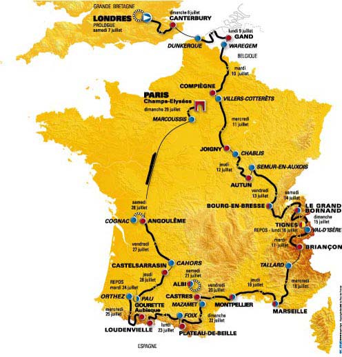 carte tour de france 2007