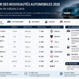 Calendrier des nouveautés automobiles 2026 présentant les nouvelles voitures, SUV, modèles électriques et hybrides attendus en France.