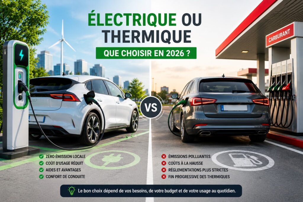 comparatif entre une voiture électrique et une voiture thermique en 2026