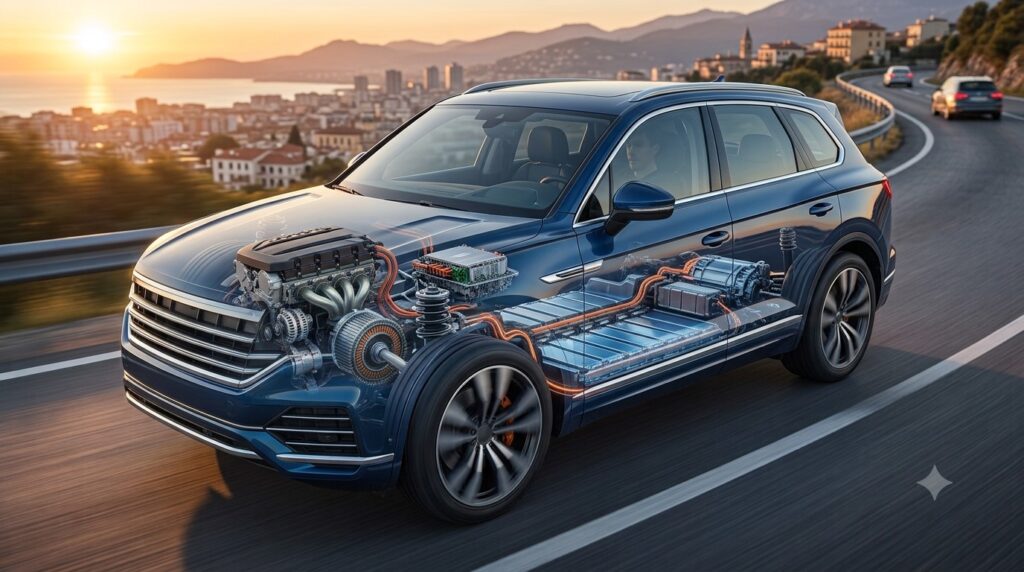 SUV hybride rechargeable nouvelle génération illustrant l’avenir des super hybrides en Europe